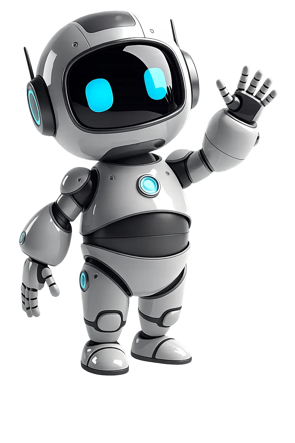 Friendly artificial intelligence robot presenting the hiring roadmap