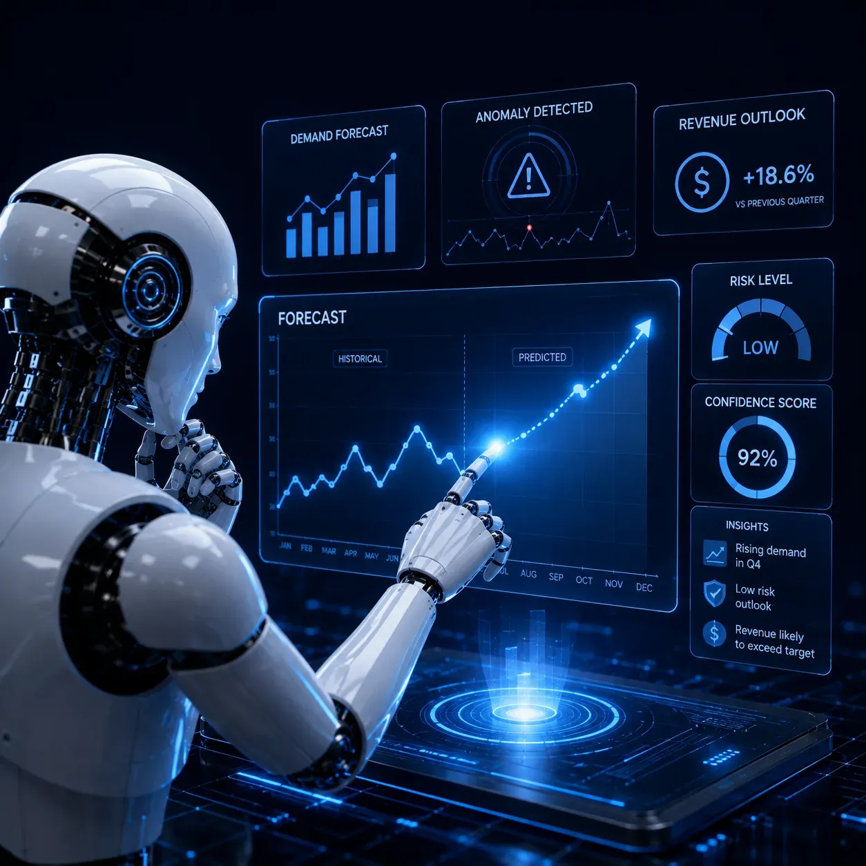 Predictive intelligence and forecasting analytics dashboard