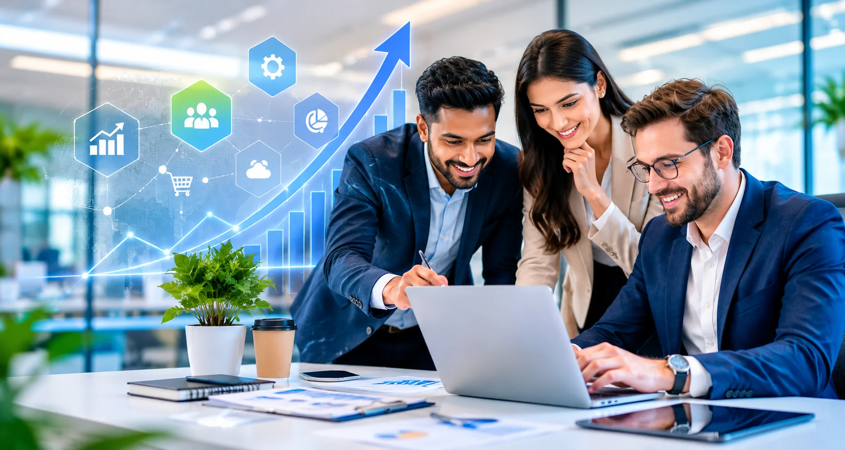 Business team using pre-built enterprise solutions