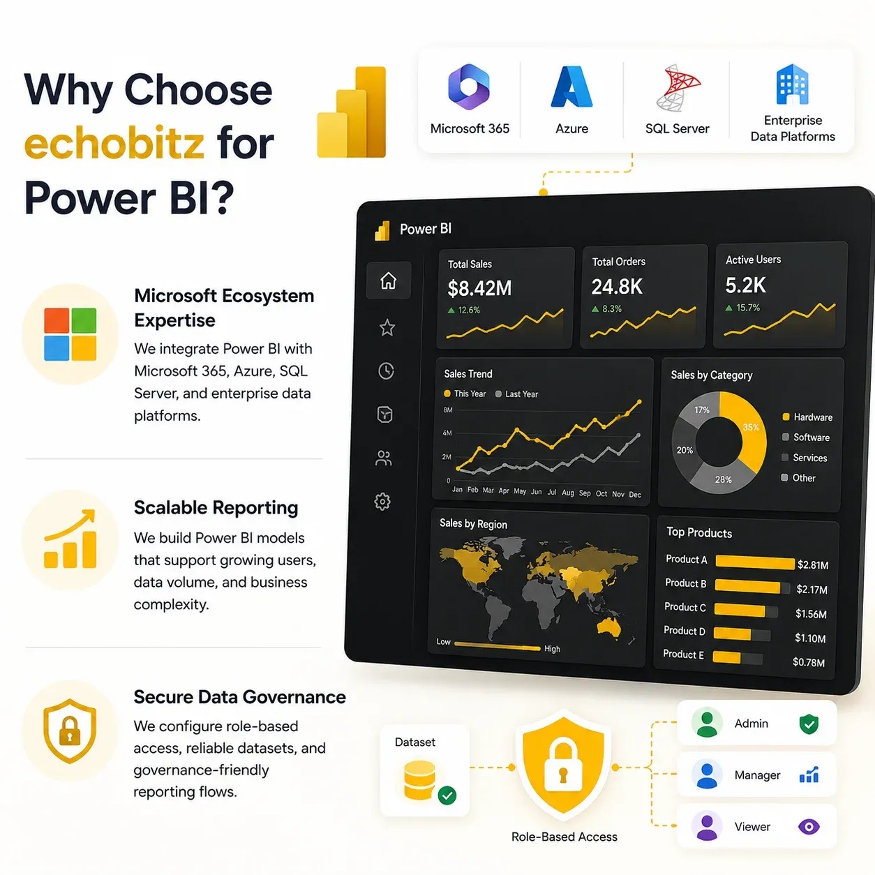 Power BI Cloud Analytics and Server Infrastructure