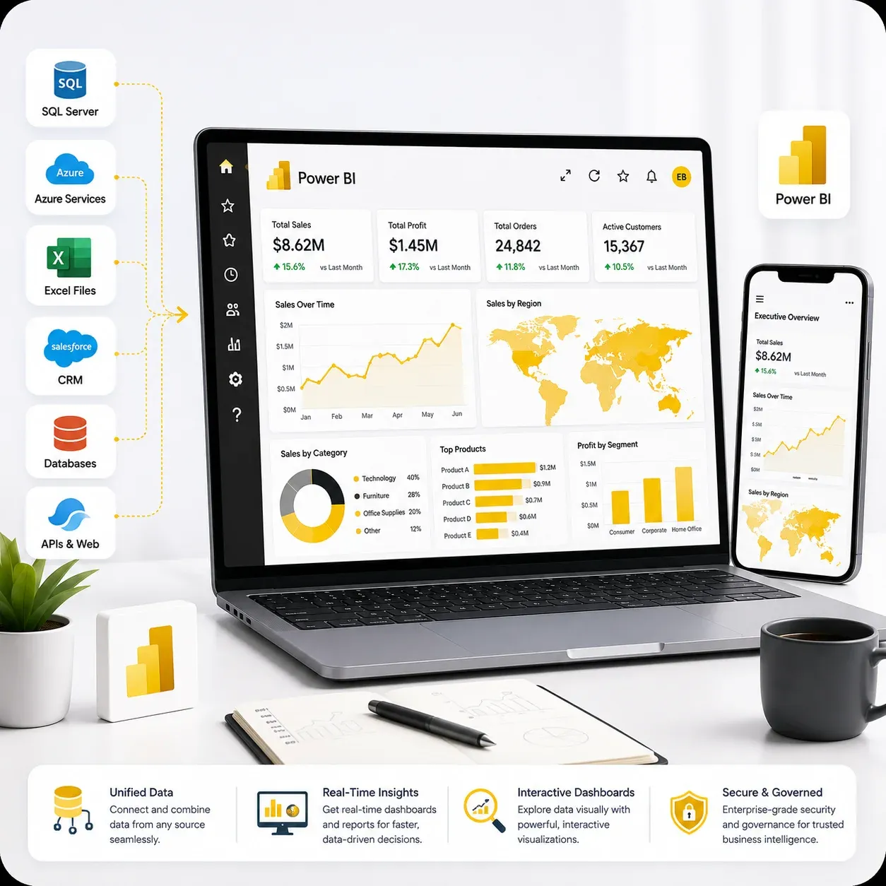 Power BI dashboards, business charts, and analytics consulting