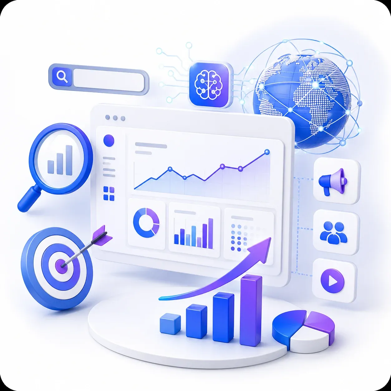 Digital marketing strategy team reviewing growth analytics dashboards