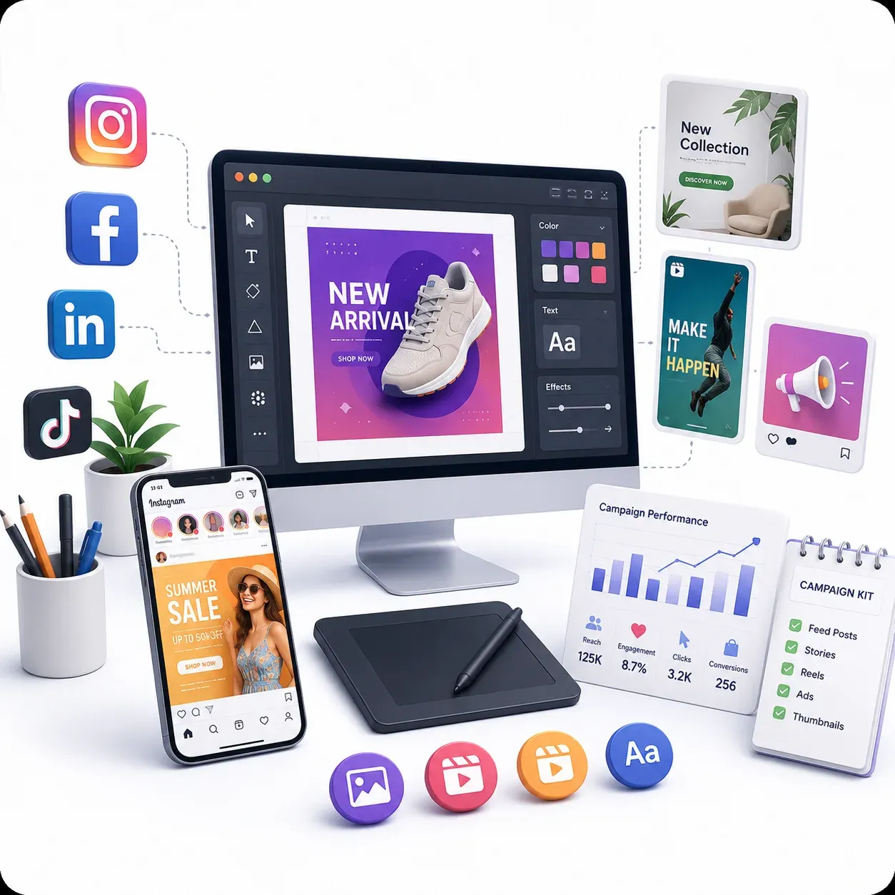 Social media marketing creatives preview