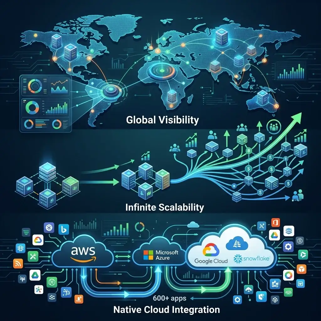 Why Choose Tray for Tech & SaaS - Global Visibility, Infinite Scalability, and Native Cloud Integration