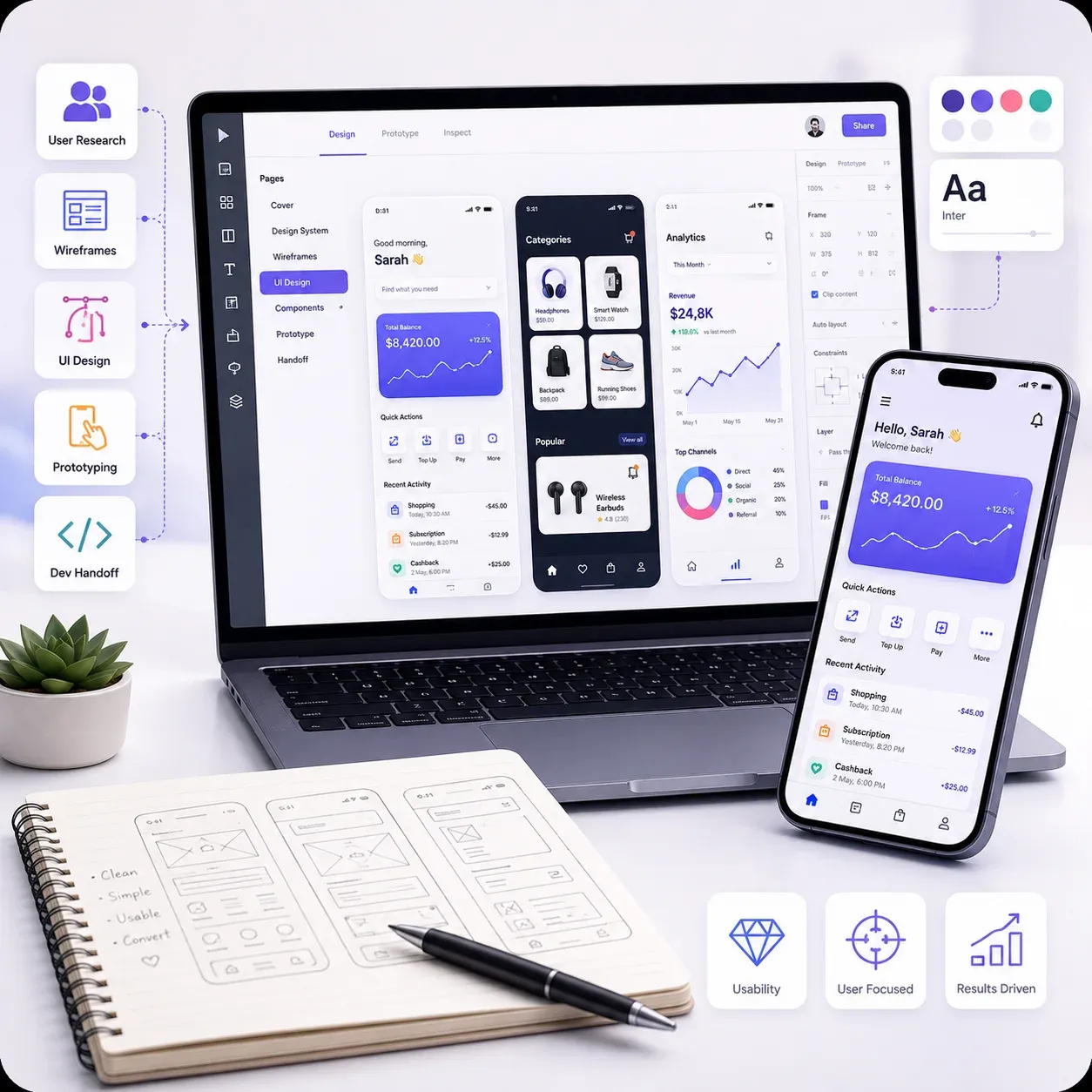 Mobile app UI design preview