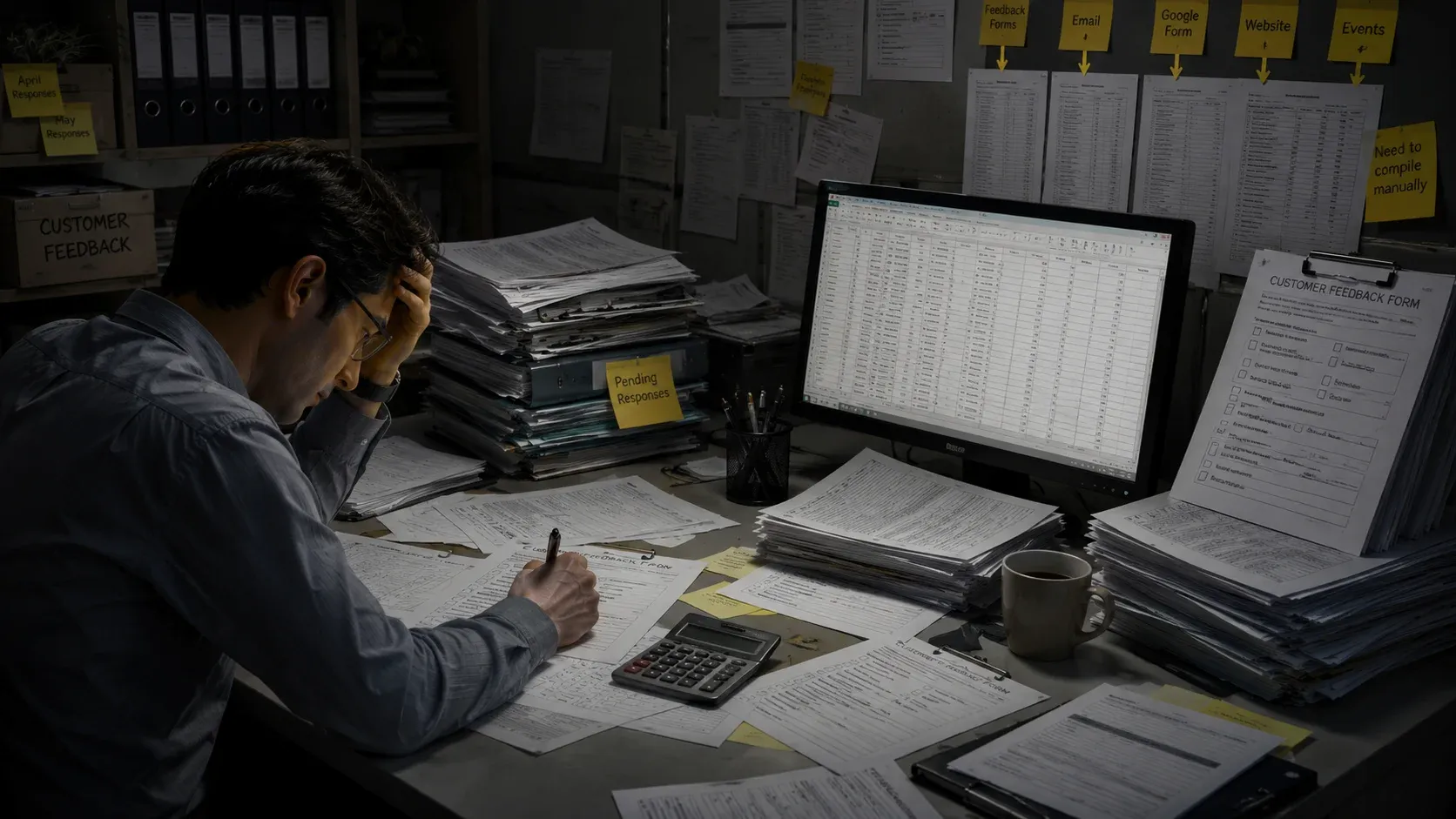 Traditional office tallying paper survey forms