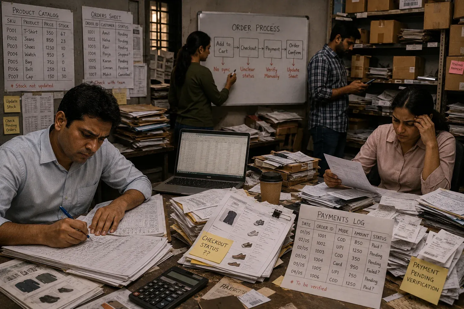 Traditional mobile commerce operations with paper processes