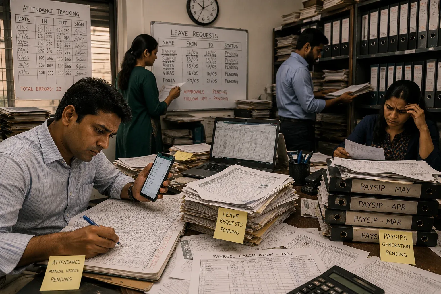 Traditional workforce operations with paper processes