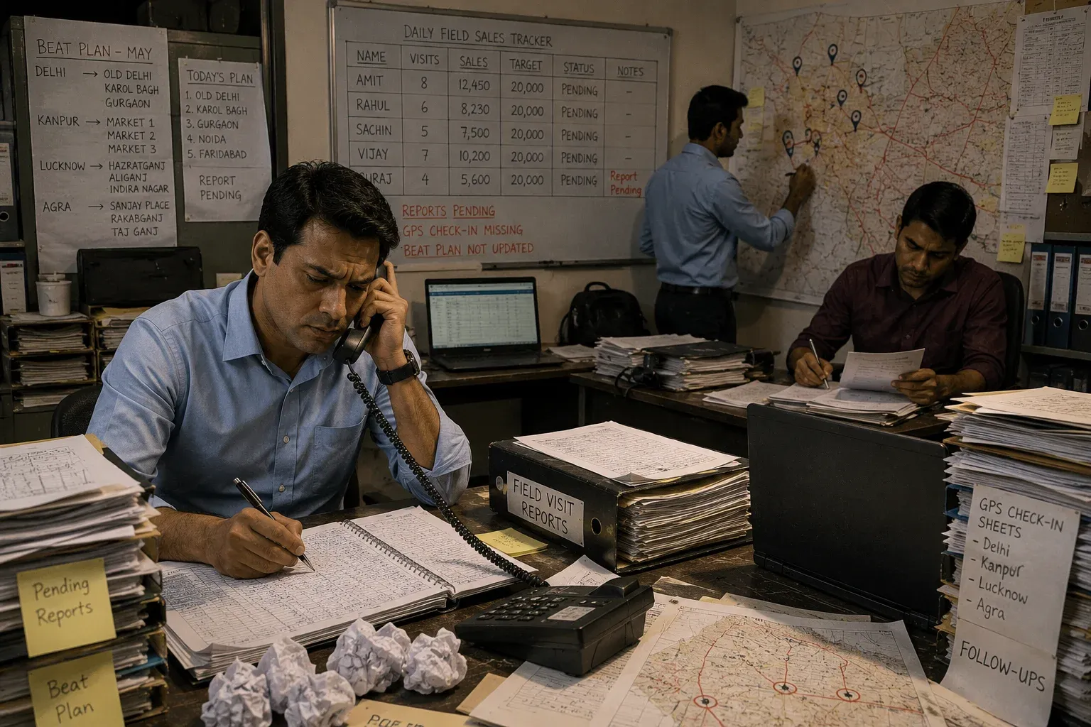 Traditional field sales operations with paper processes