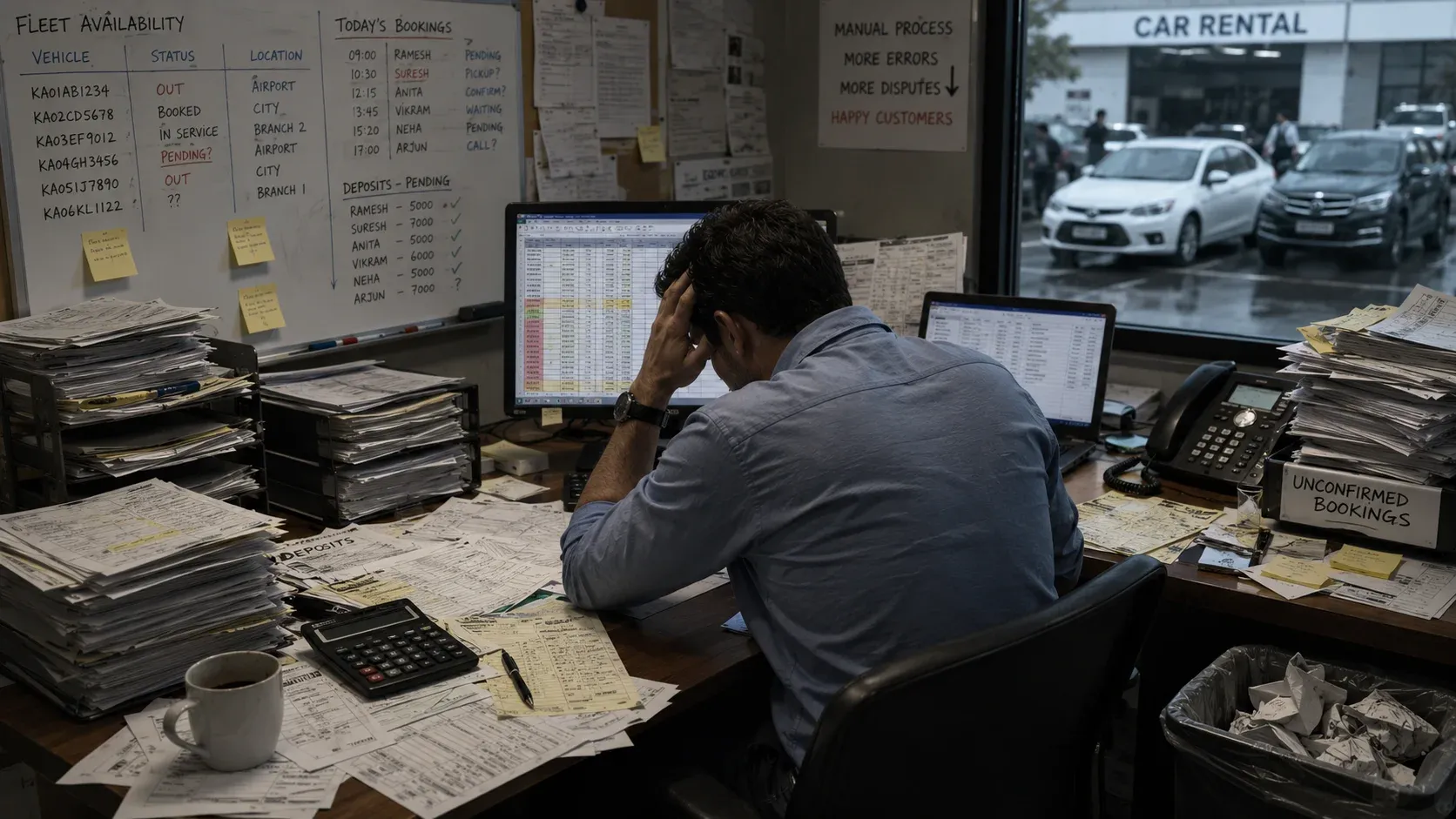 Traditional rental operations with paper processes