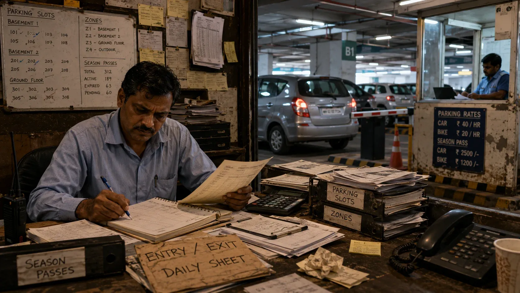 Traditional parking operations with paper processes