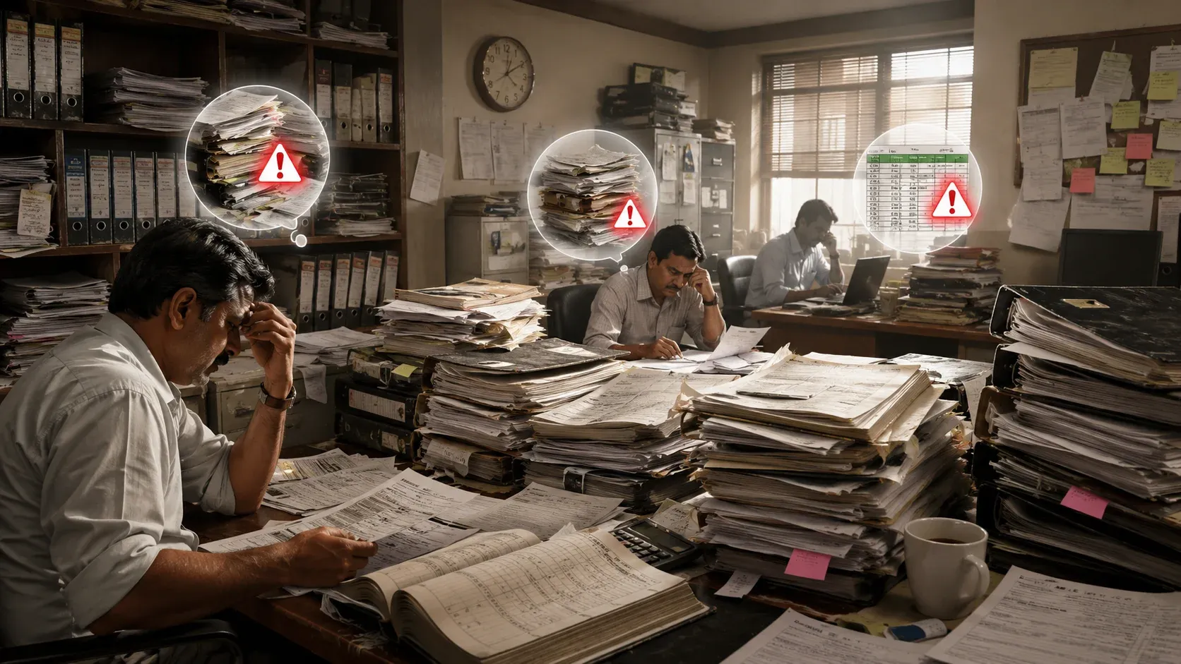 Traditional insurance back-office with paper policy files