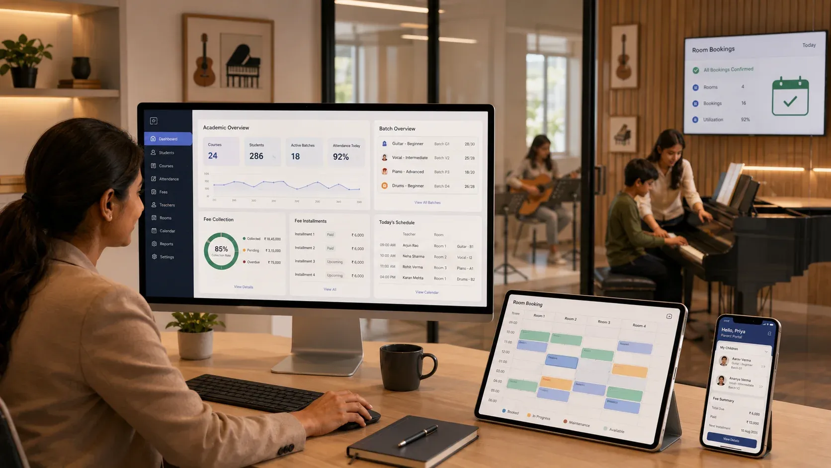Modern music institute operations with echoBitz dashboard