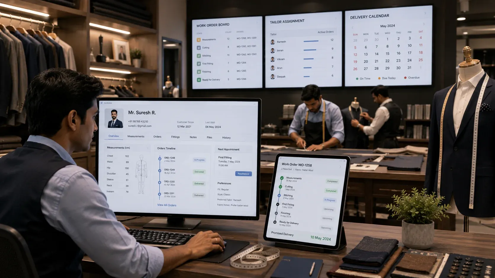 Modern tailoring operations with echoBitz dashboard