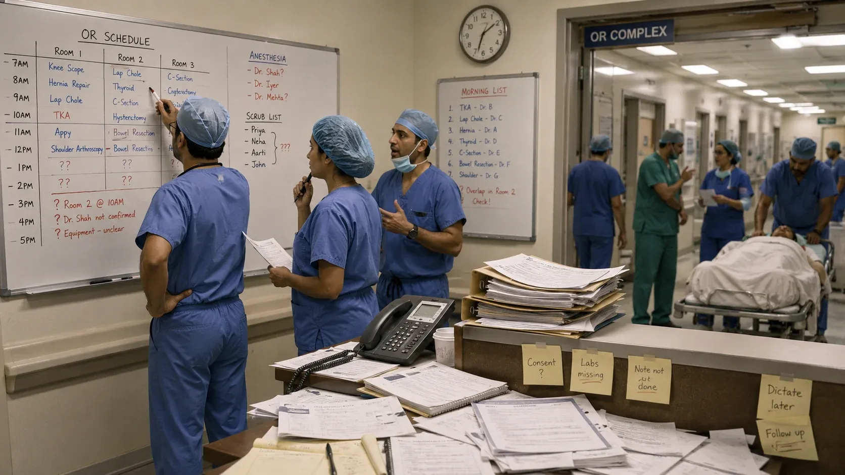 Traditional surgery operations with paper processes