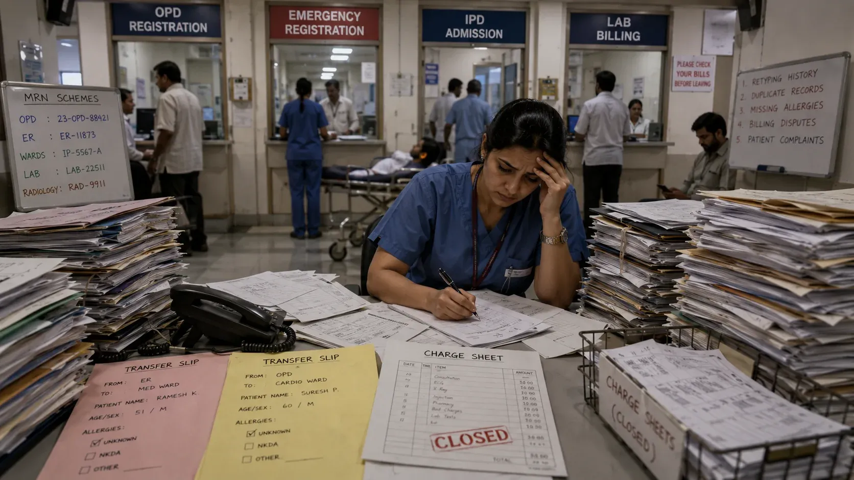 Traditional hospital operations with paper processes