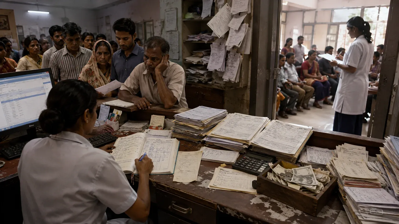 Traditional front desk operations with paper processes