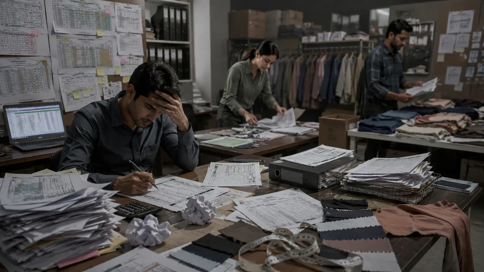 Traditional apparel operations with paper processes