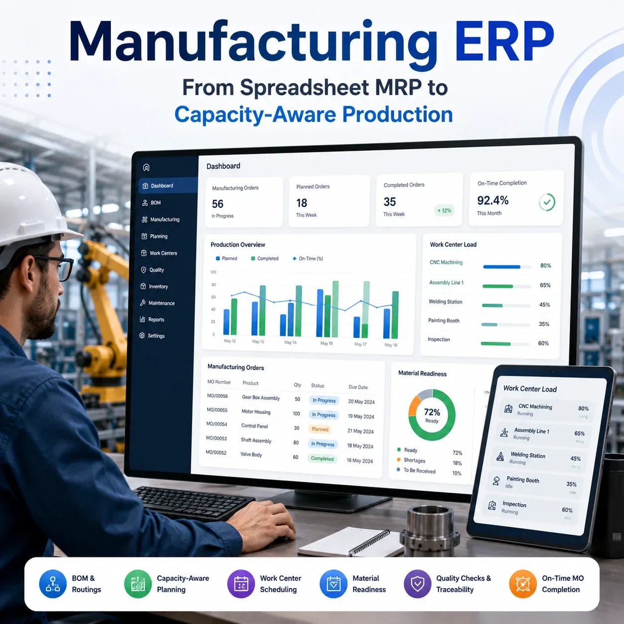 Manufacturing MRP and shop floor MO board