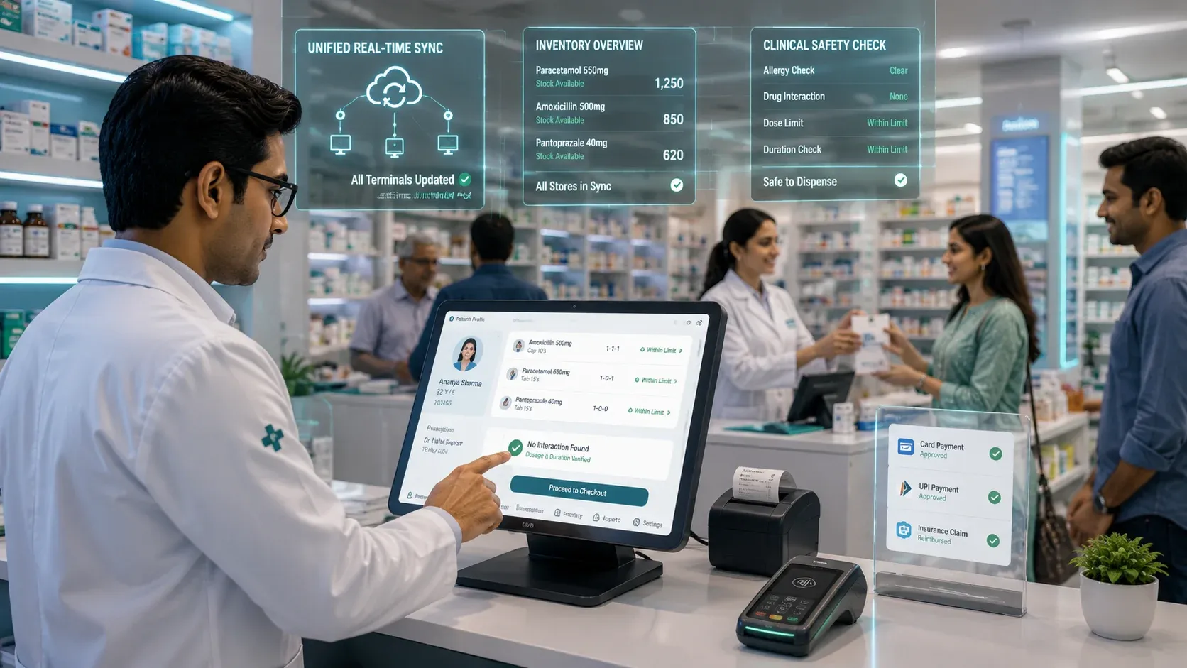 Modern pharmacy operations with echoBitz POS dashboard