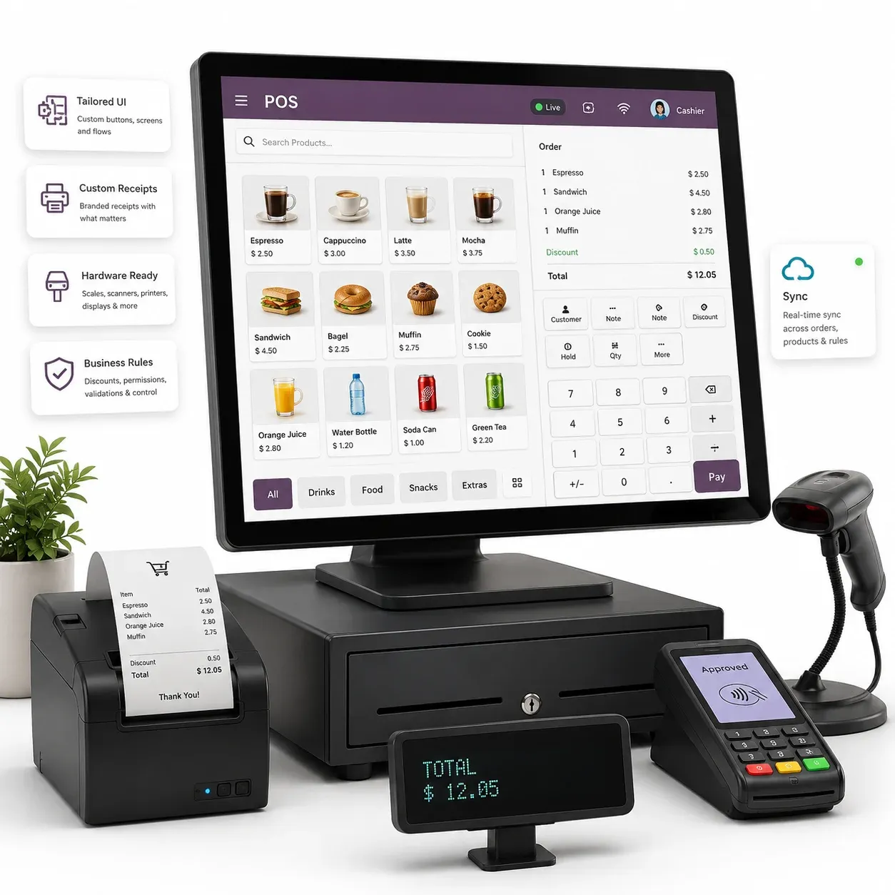 Customized Odoo POS interface for retail cashiers