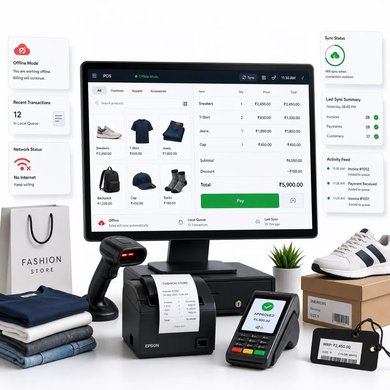 Offline-capable retail POS continuing sales during network outage