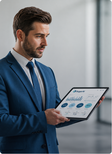 Business leader reviewing SugarAI analytics