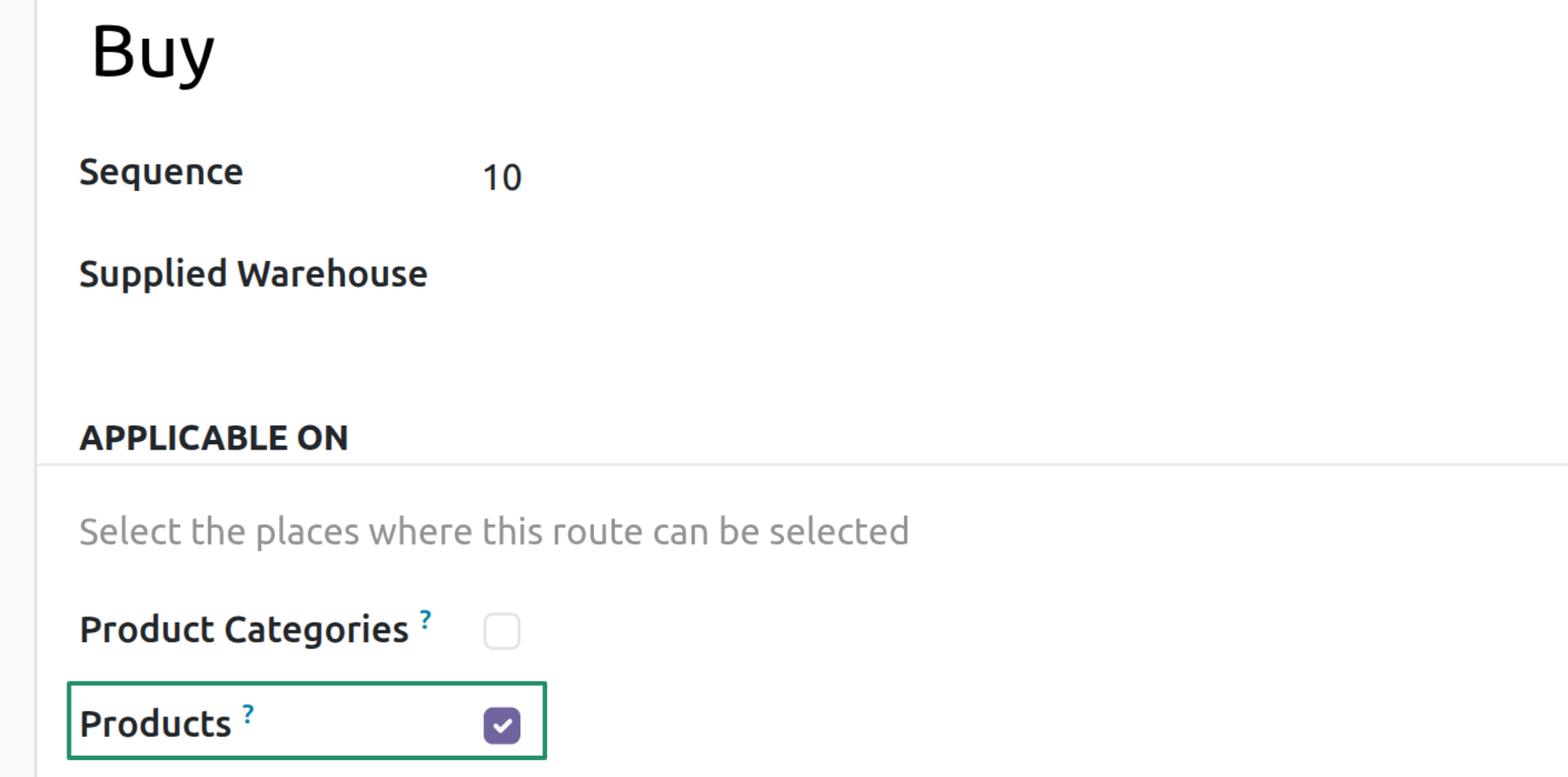 Make the Buy Route Applicable on Products