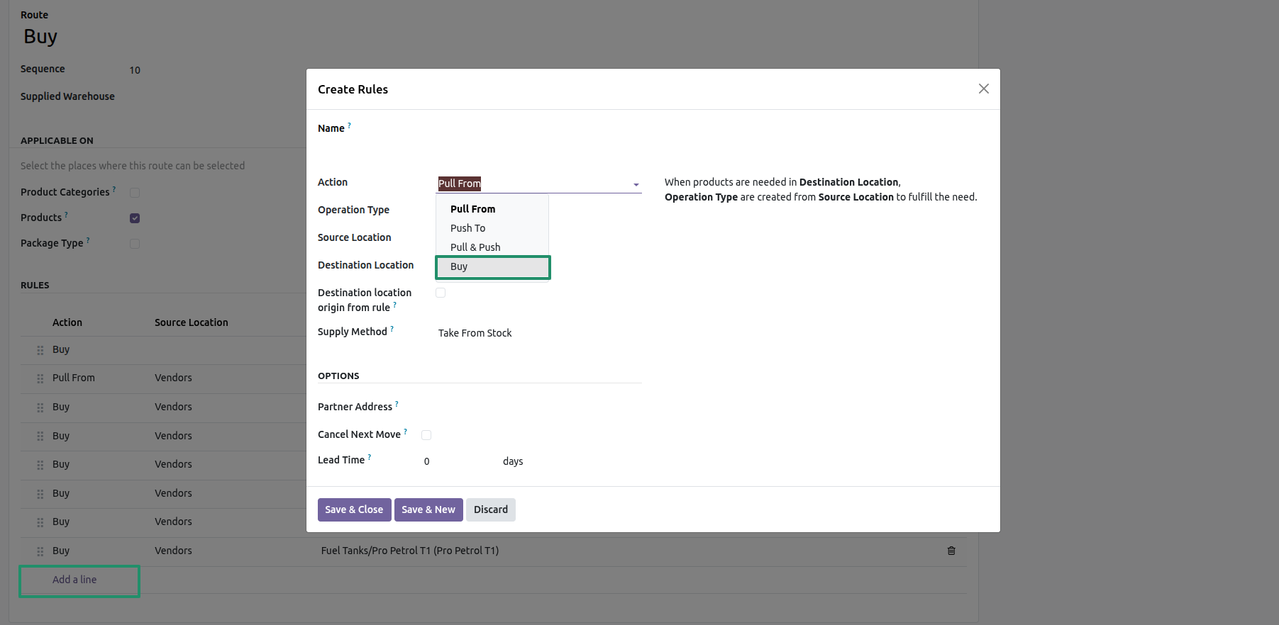 Add a Buy Rule to the Route