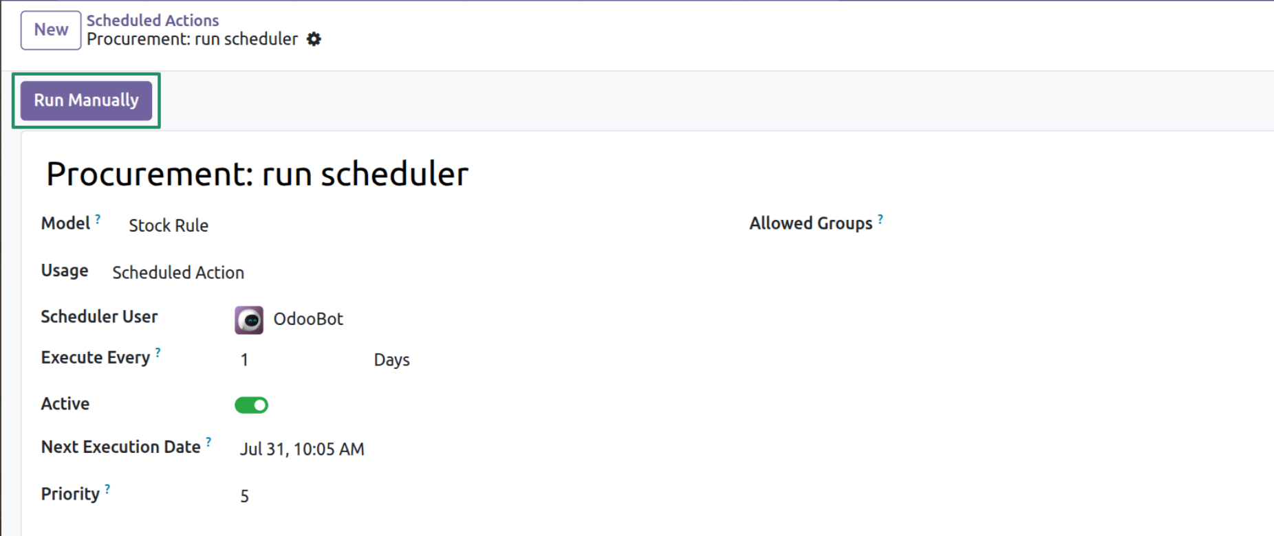 Run the Procurement Scheduler Manually