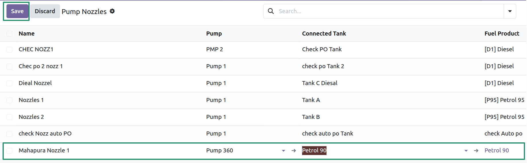 Pump Nozzles - Link Each Nozzle to One Tank