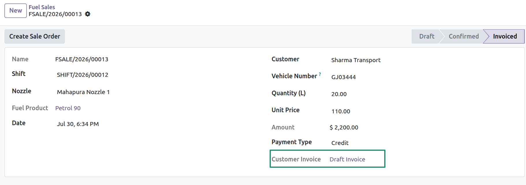 Sale Invoiced - Linked Customer Invoice