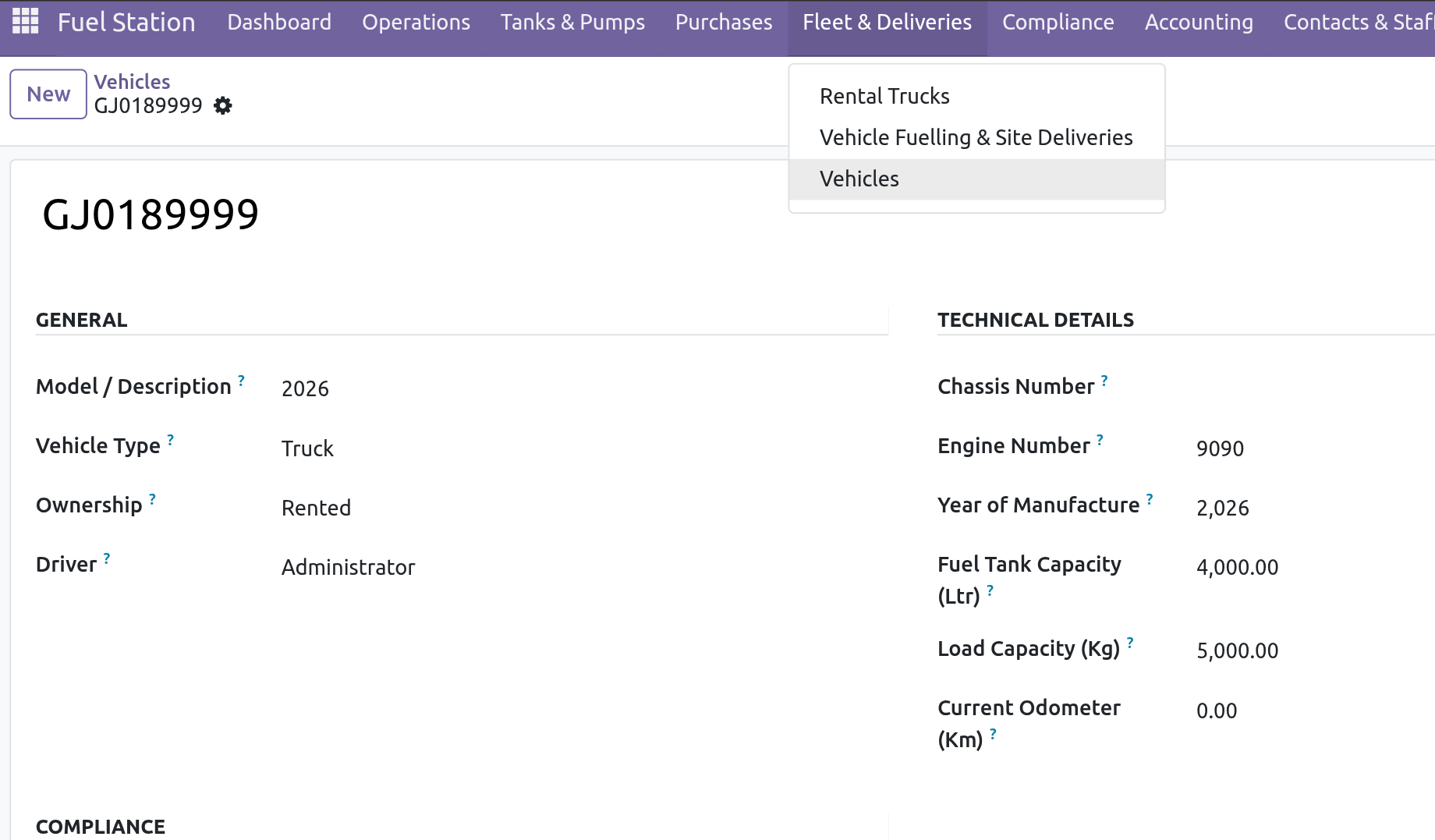 Vehicles Master Data