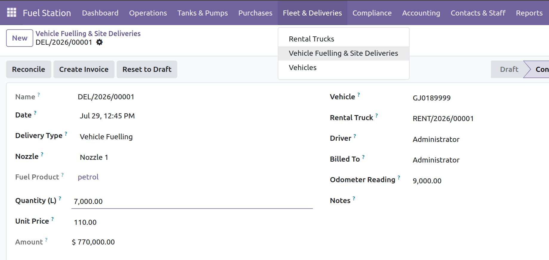 Vehicle Fuelling & Site Deliveries
