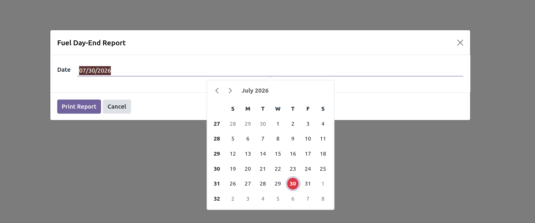 Choose the Day-End Date