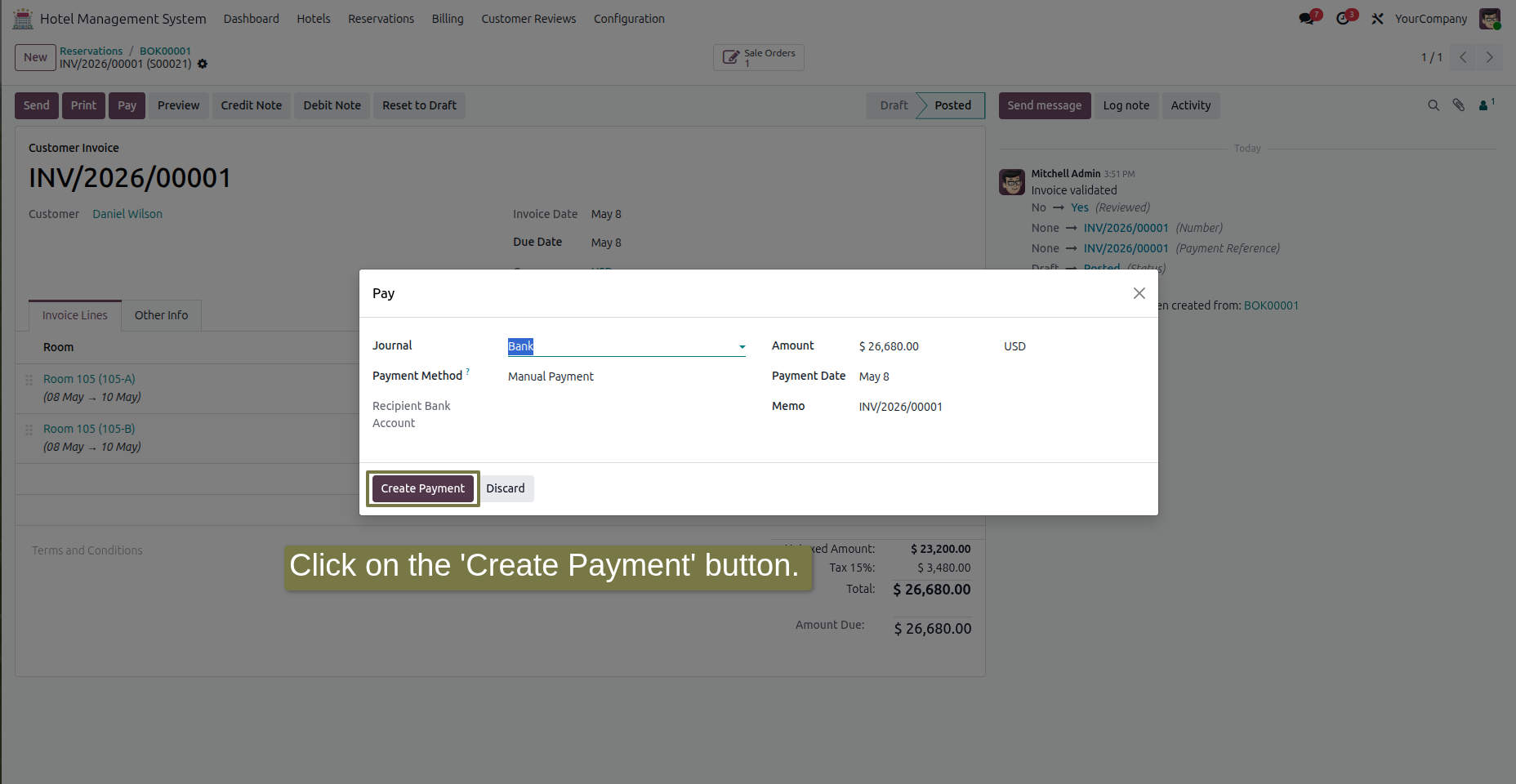 Click on the 'Create Payment' button.