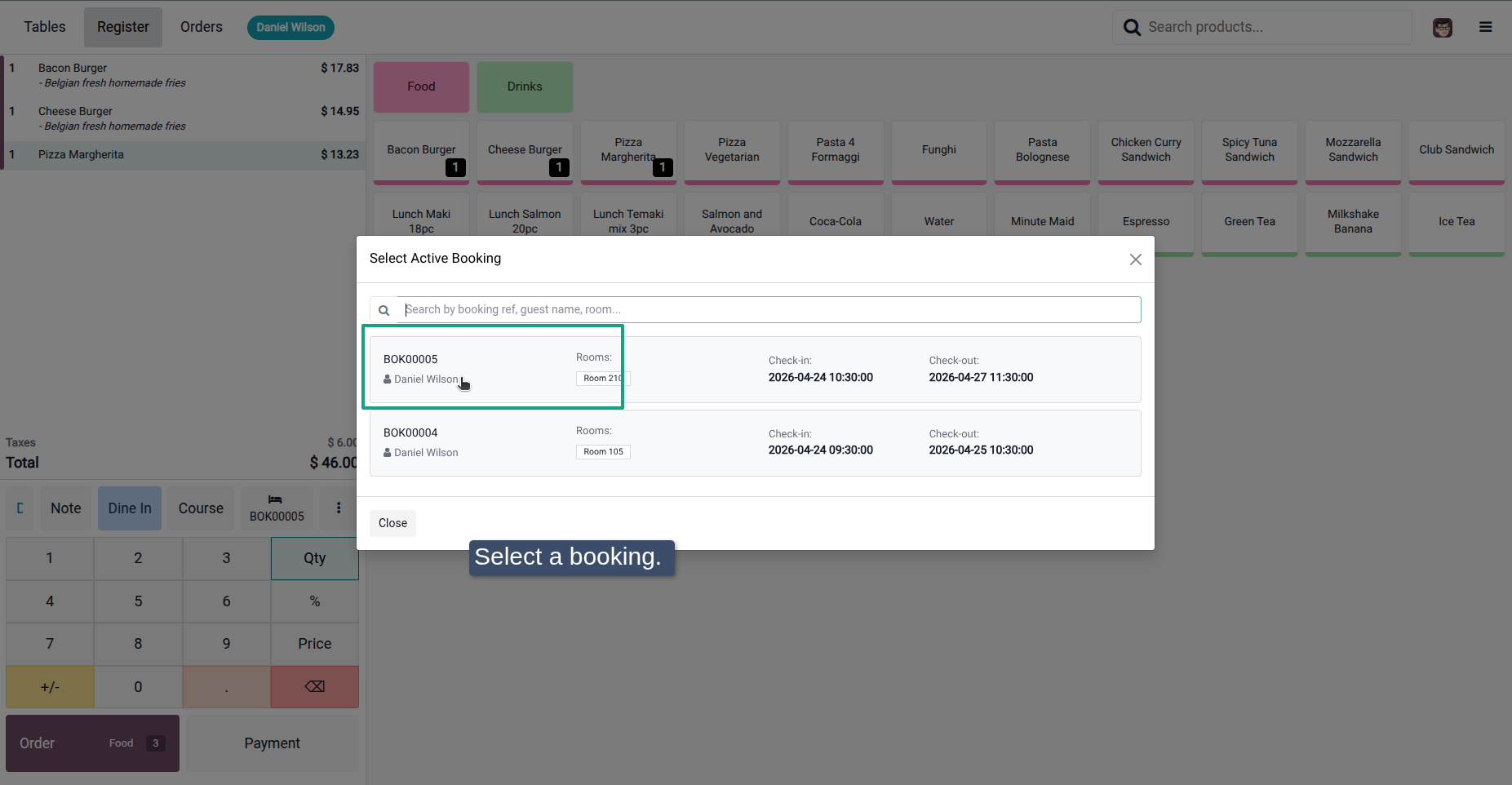 POS Select Booking