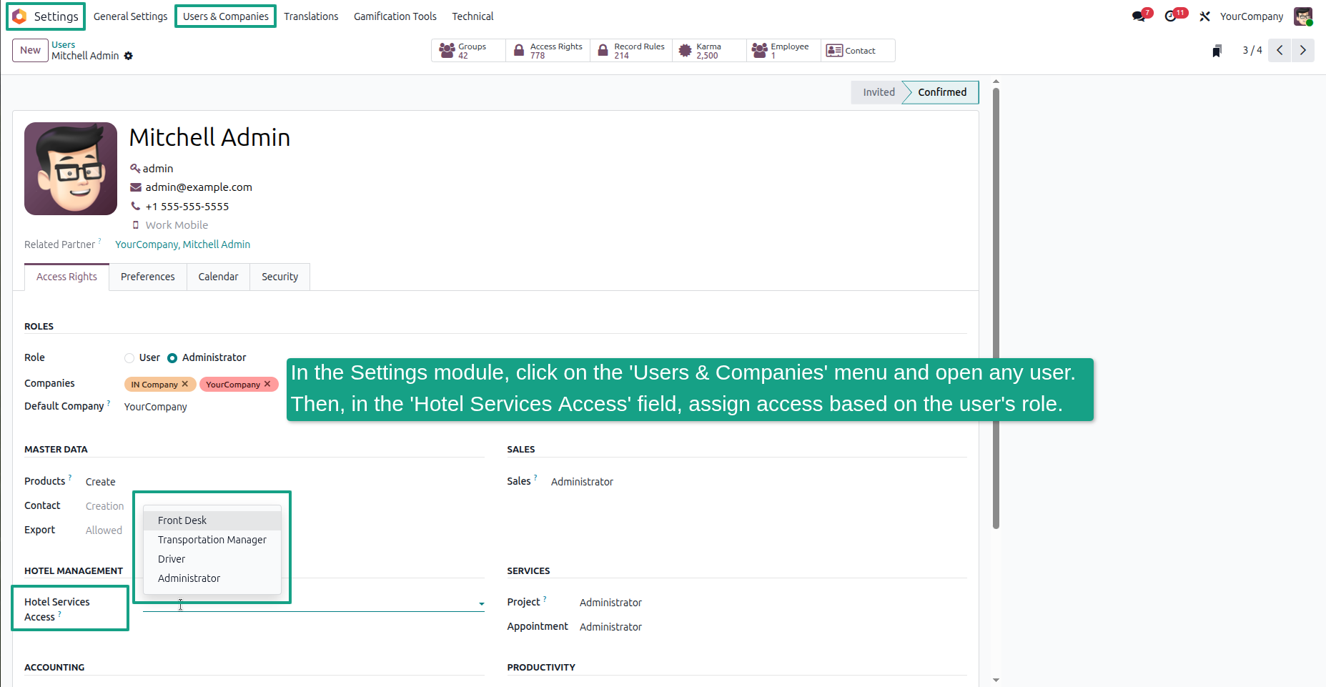 Assigning user access rights