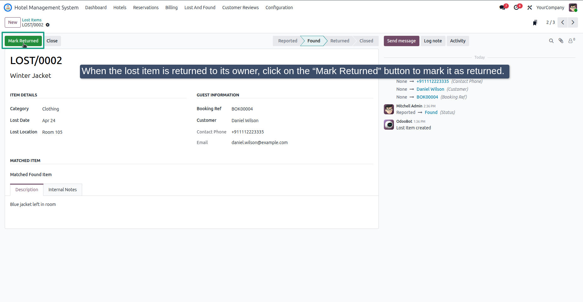 Mark Item as Returned