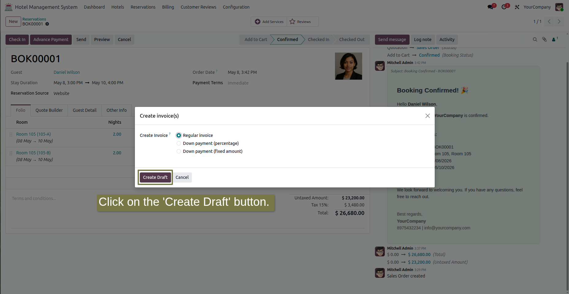 Click on the 'Create Draft' button.