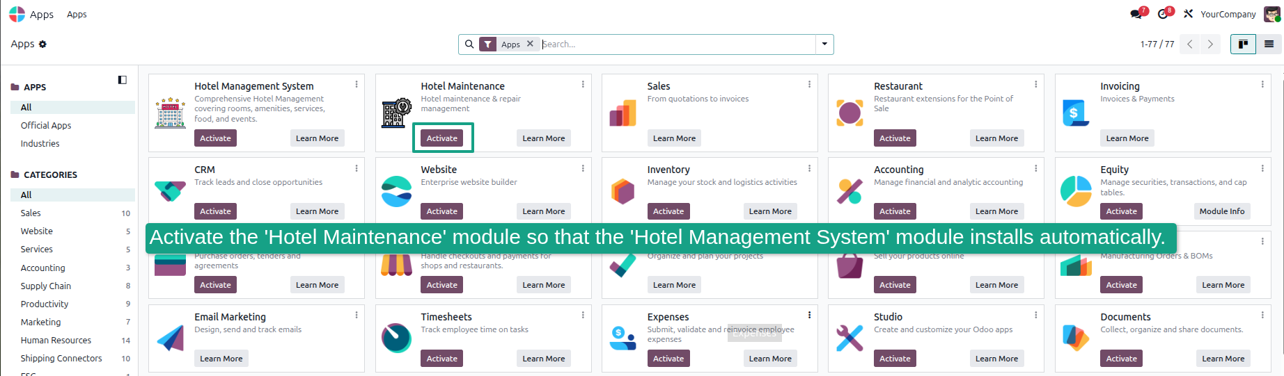 Hotel Maintenance Activation
