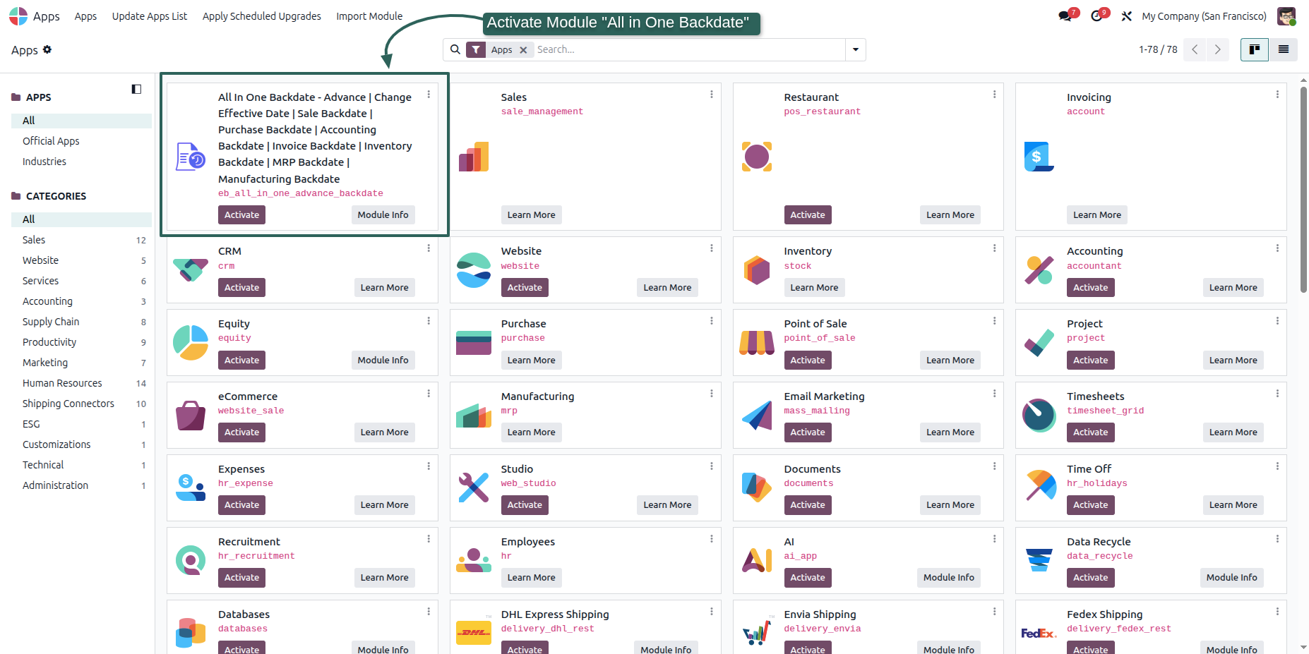 Install All In One Advance Backdate Module