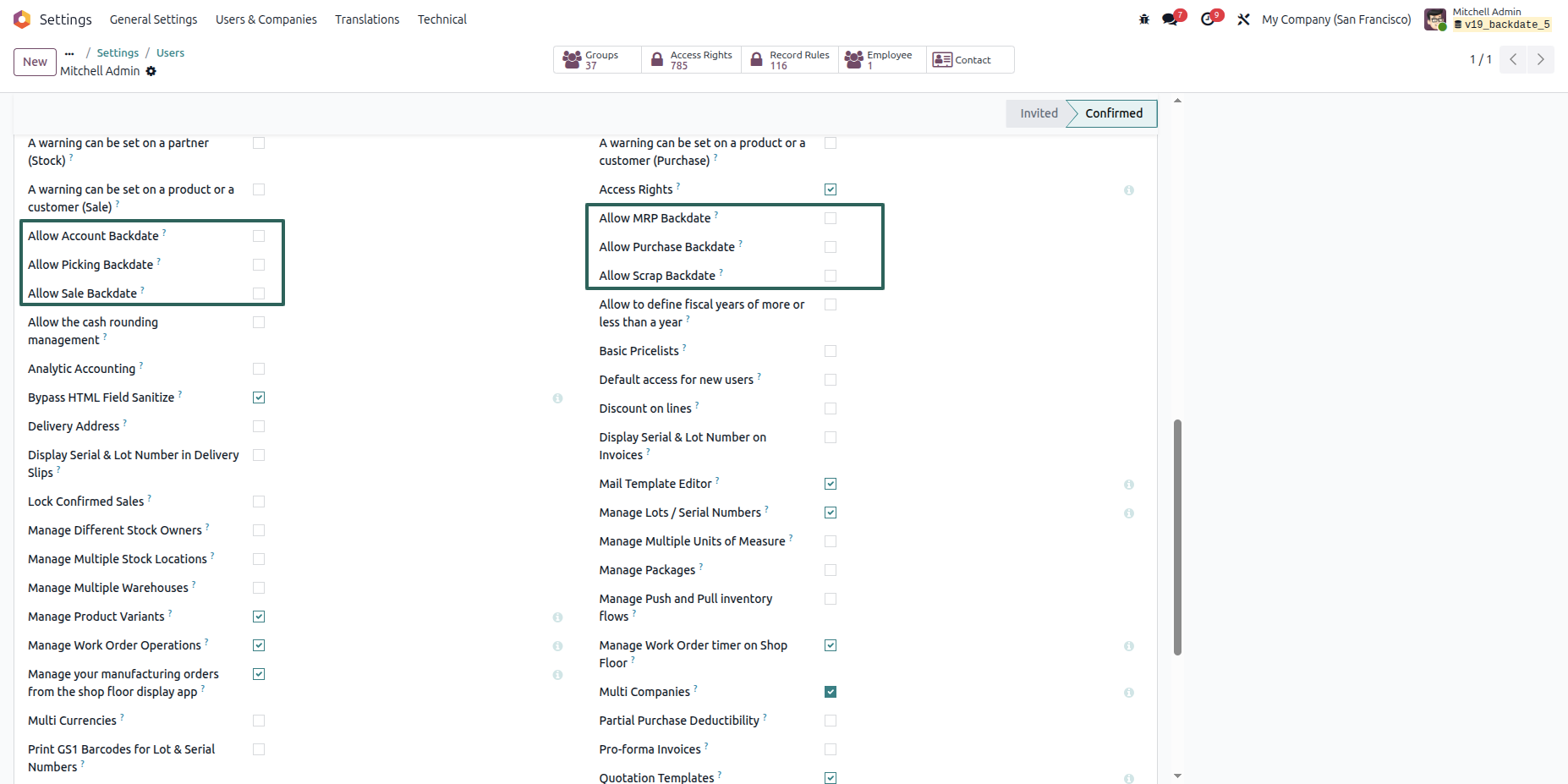 Backdate Access Rights for Users
