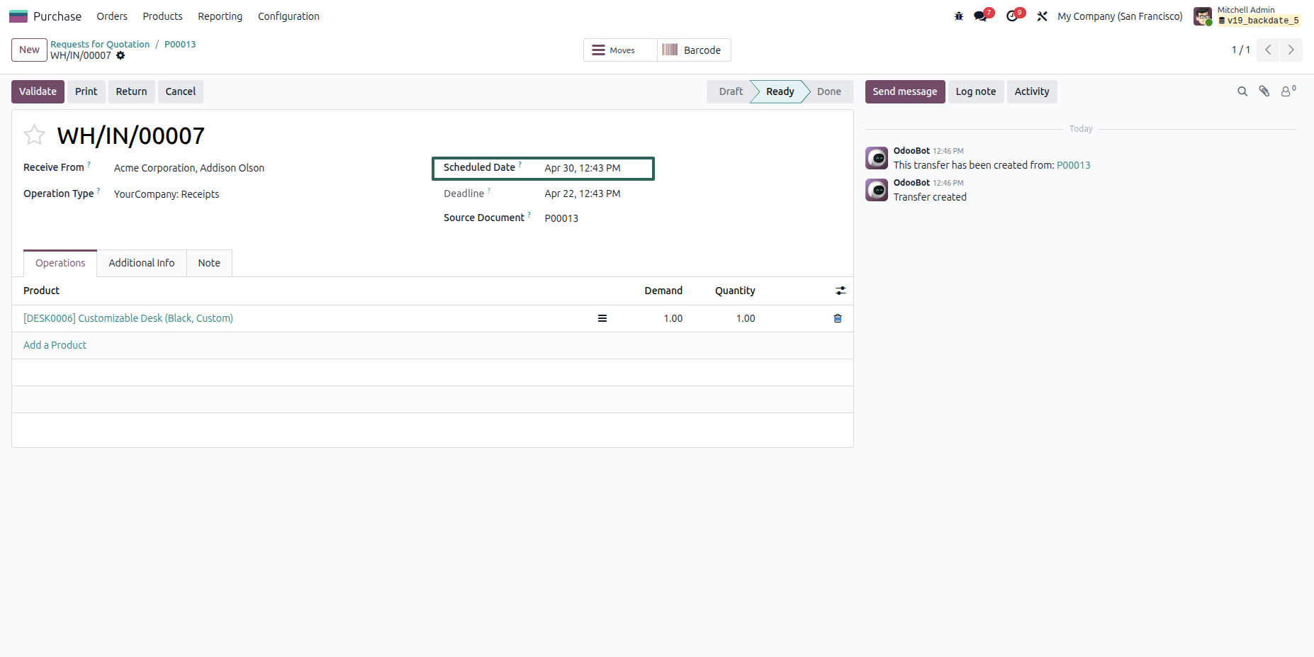 Purchase Receipt Scheduled Date Sync
