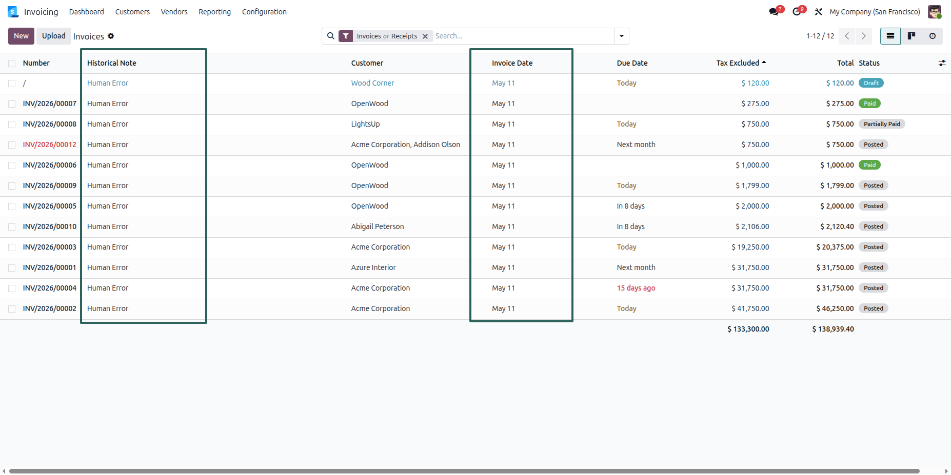 Invoice List Updated with Backdate