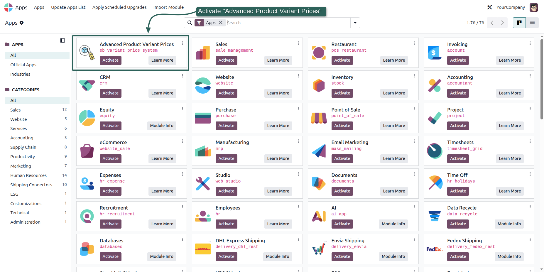 Activate Advanced Product Variant Prices