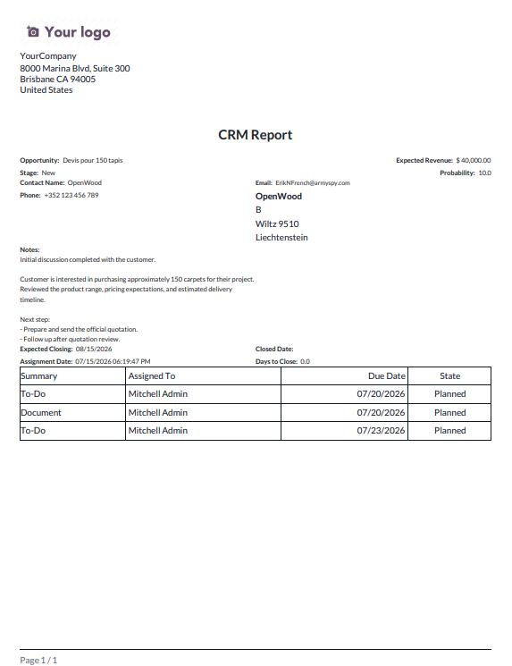 Purchase Order PDF Layout
