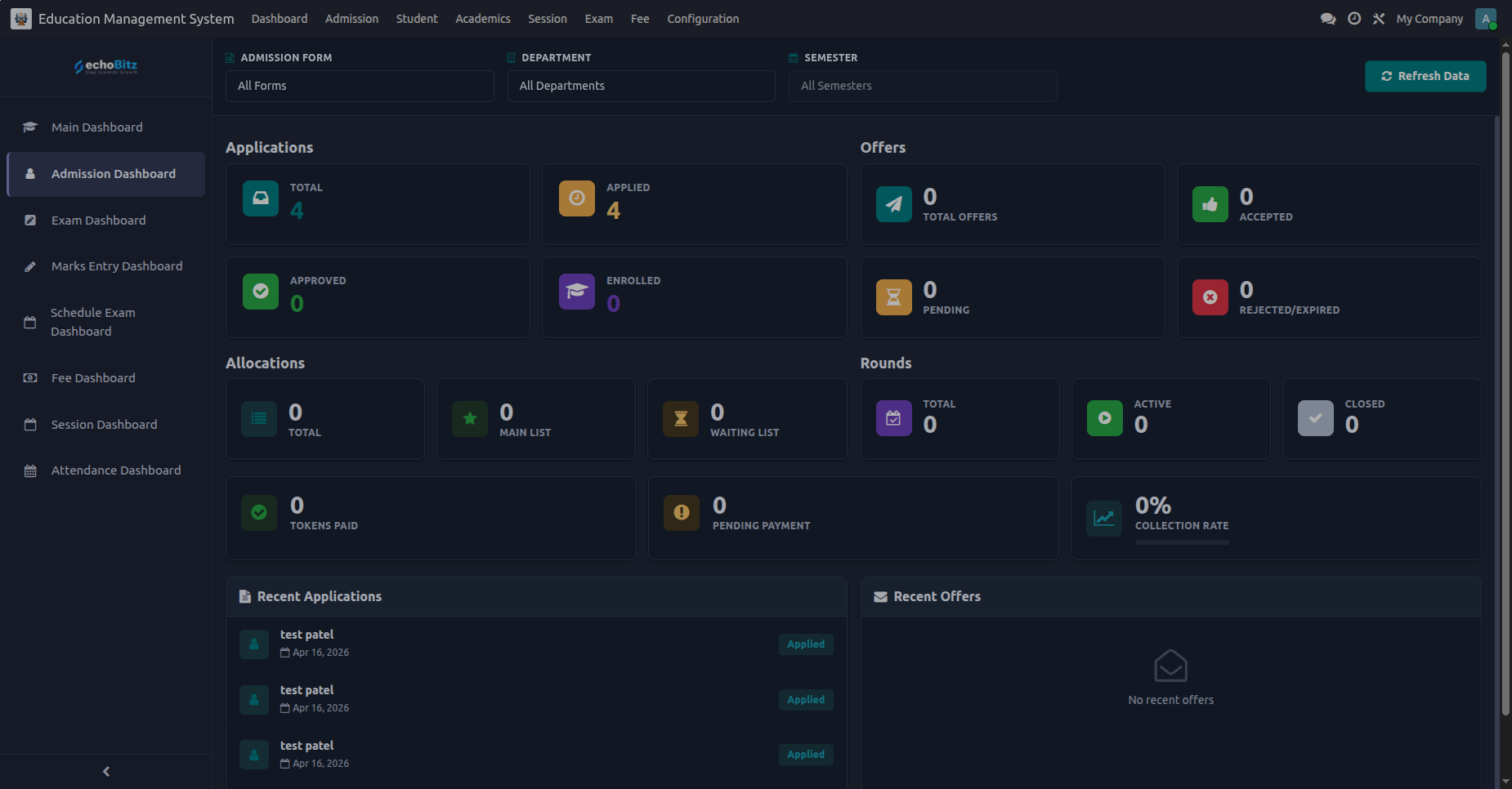 Admission Dashboard