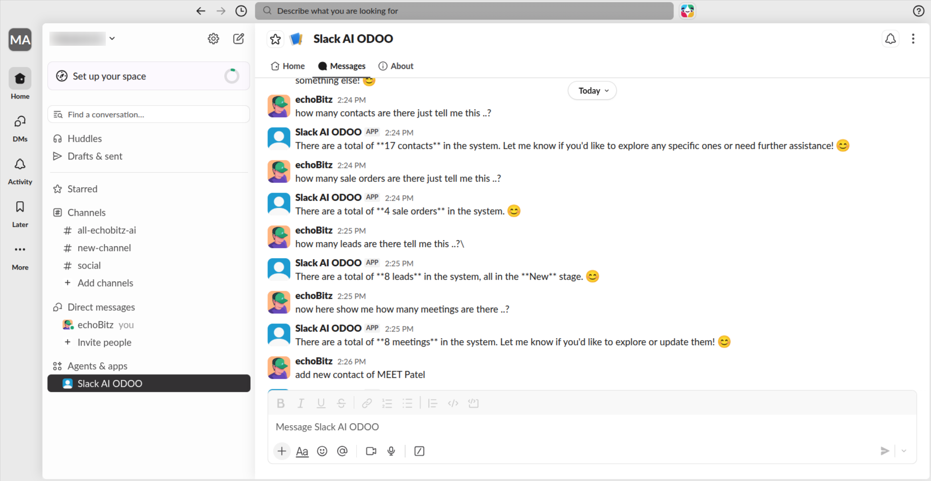 Slack quotation creation conversation