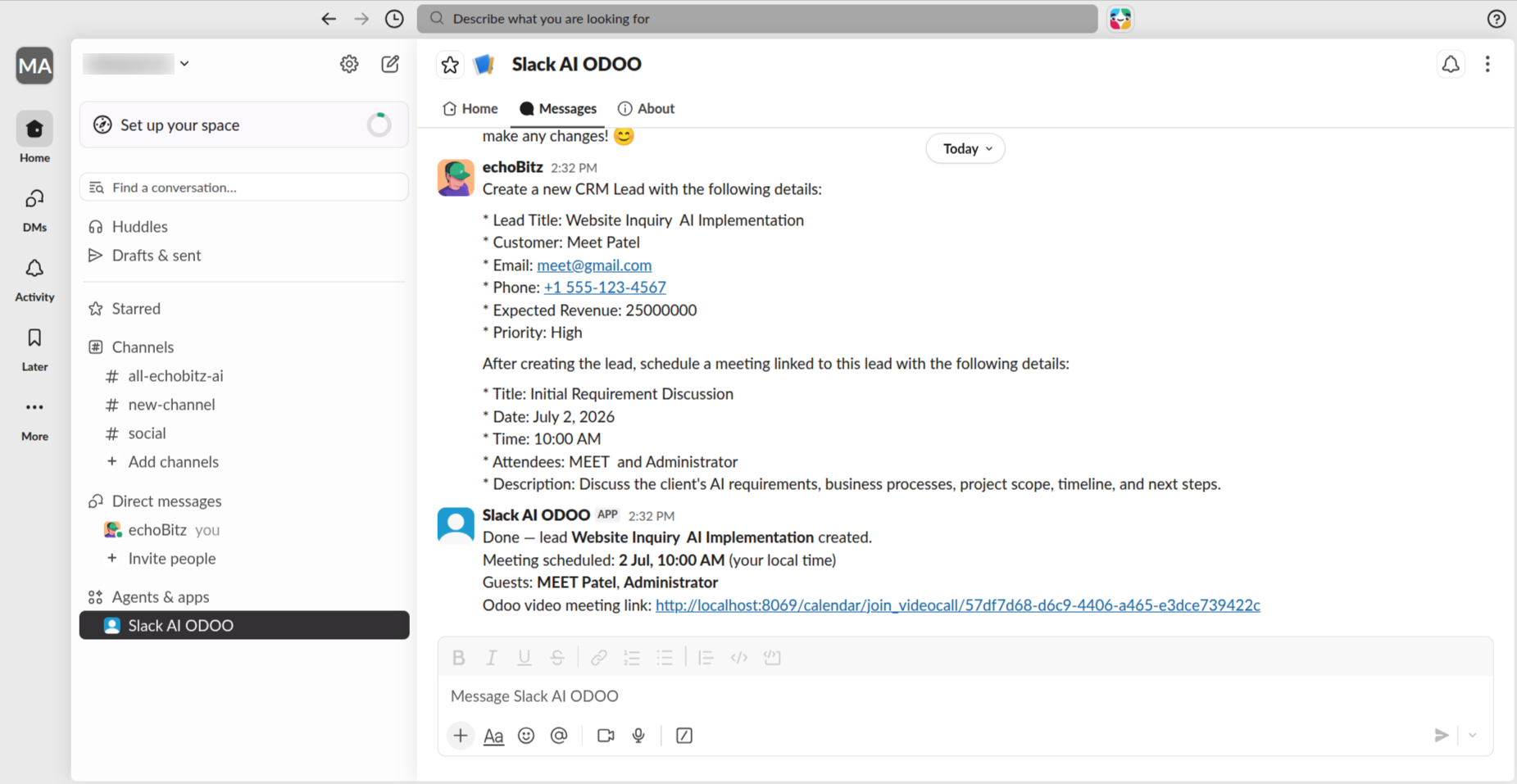 Odoo email marketing record created by assistant